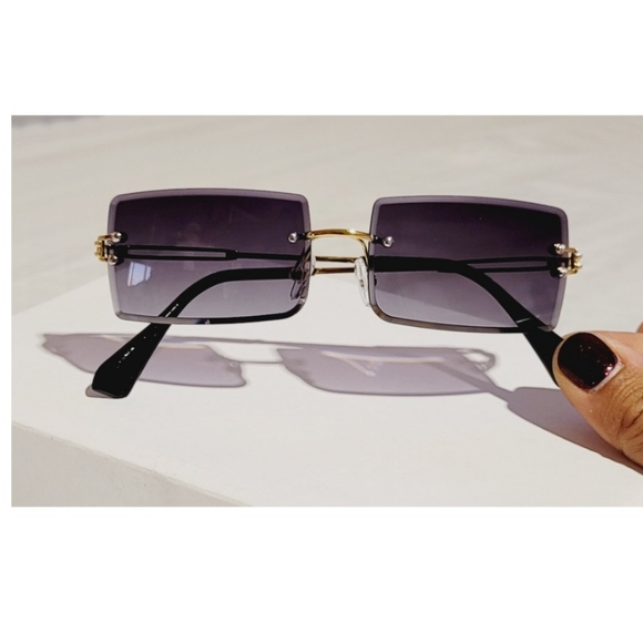 Rectangular Rimless Sunglasses π HP - Picture 6 of 12